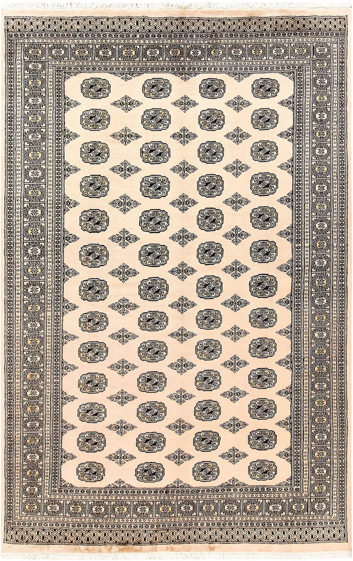 Brown Pakistani Bokhara Rug 5' 11" x 8' 5" Hand-Knotted | No. QA58988