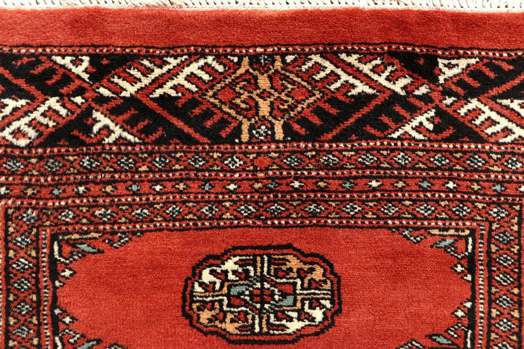 Tomato Pakistani Bokhara Runner 2' 6" x 16' Hand-Knotted | No. QA59025