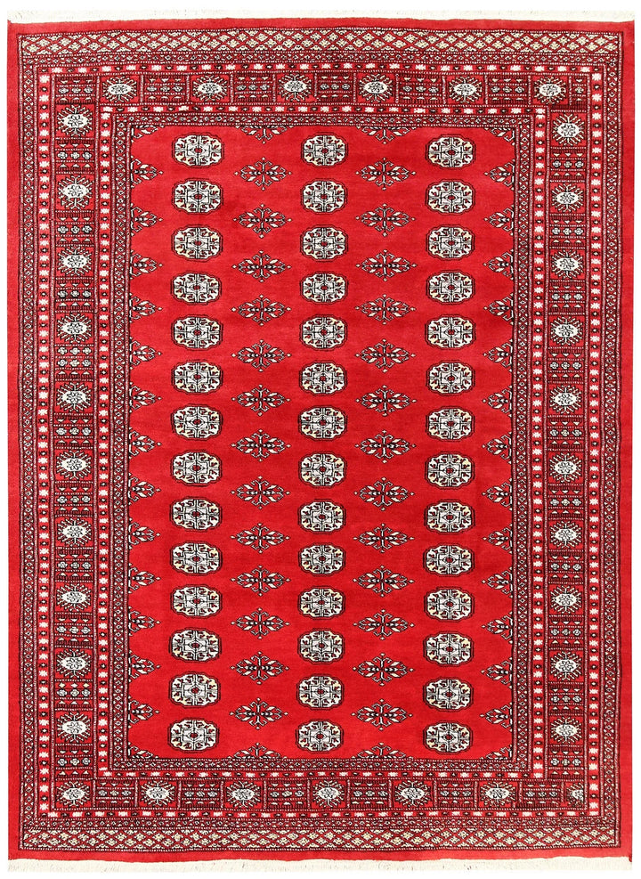 Firebrick Red Pakistani Bokhara Rug 5' 8" x 7' 9" Hand-Knotted | No. QA59039