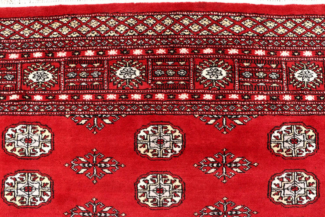 Firebrick Red Pakistani Bokhara Rug 5' 8" x 7' 9" Hand-Knotted | No. QA59039