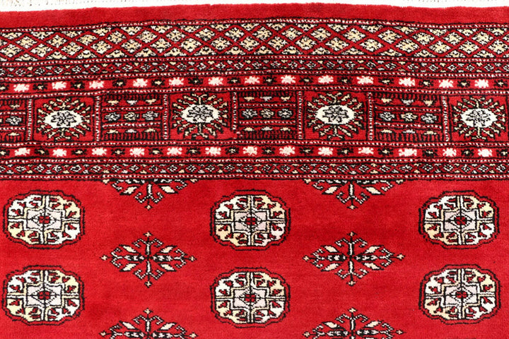 Firebrick Red Pakistani Bokhara Rug 5' 8" x 7' 9" Hand-Knotted | No. QA59039