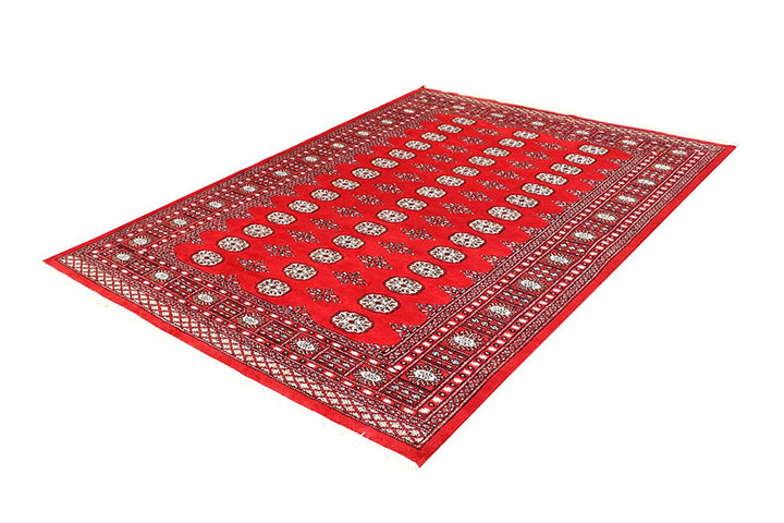Firebrick Red Pakistani Bokhara Rug 5' 8" x 7' 9" Hand-Knotted | No. QA59039