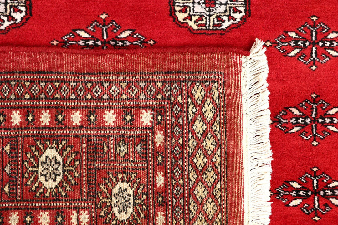 Firebrick Red Pakistani Bokhara Rug 5' 8" x 7' 9" Hand-Knotted | No. QA59039