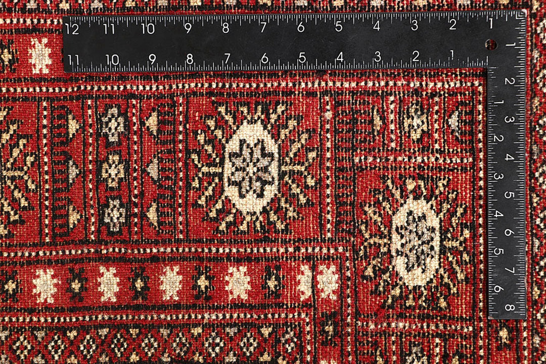 Firebrick Red Pakistani Bokhara Rug 5' 8" x 7' 9" Hand-Knotted | No. QA59039