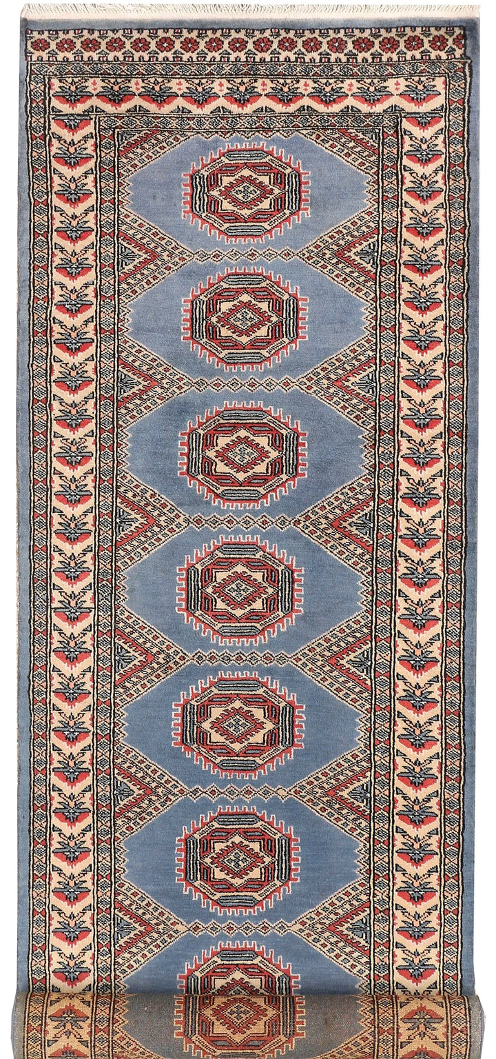 Light Slate Grey Pakistani Jaldar Runner 2' 7" x 9' 2" Hand-Knotted | No. QA59116