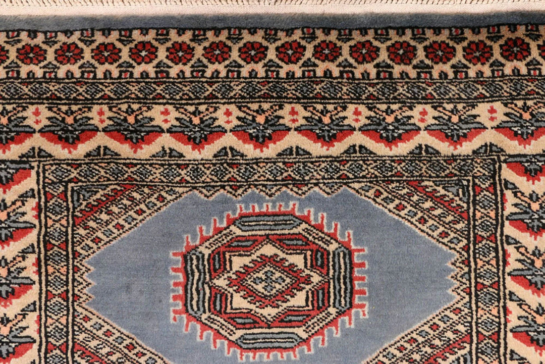 Light Slate Grey Pakistani Jaldar Runner 2' 7" x 9' 2" Hand-Knotted | No. QA59116