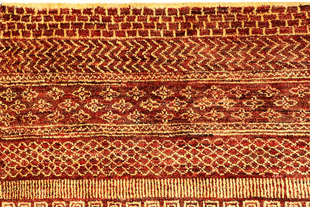 Brown Gabbeh Rug 6' 6" x 9' 2" Hand-Knotted | No. QA59126