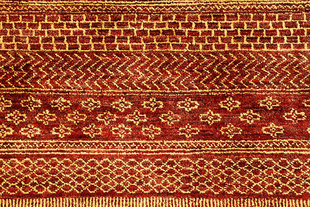 Brown Gabbeh Rug 6' 6" x 9' 2" Hand-Knotted | No. QA59126