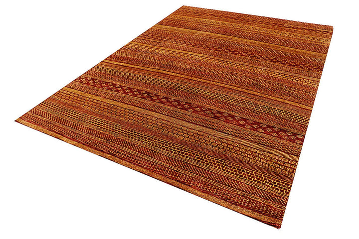 Brown Gabbeh Rug 6' 6" x 9' 2" Hand-Knotted | No. QA59126