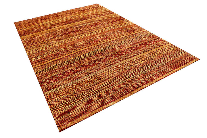 Brown Gabbeh Rug 6' 6" x 9' 2" Hand-Knotted | No. QA59126
