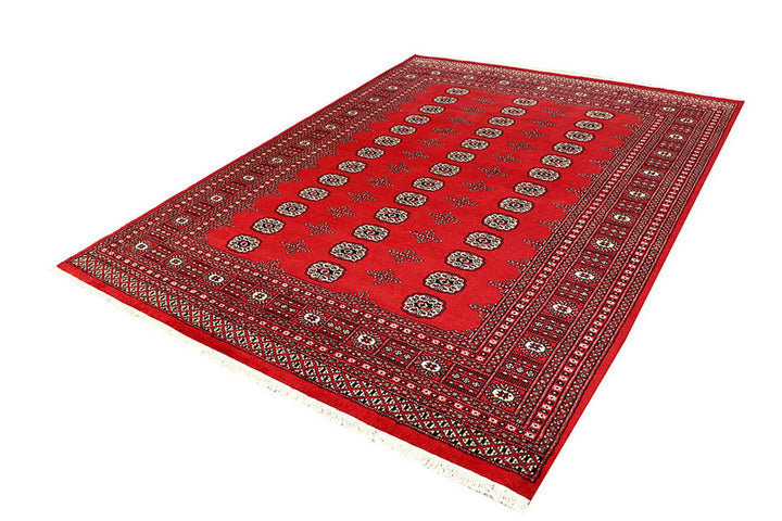 Firebrick Red Pakistani Bokhara Rug 6' 8" x 10' Hand-Knotted | No. QA59141