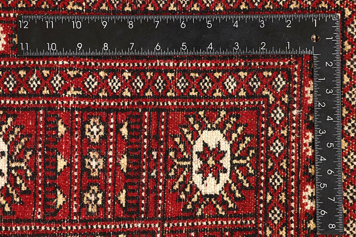 Firebrick Red Pakistani Bokhara Rug 6' 8" x 10' Hand-Knotted | No. QA59141