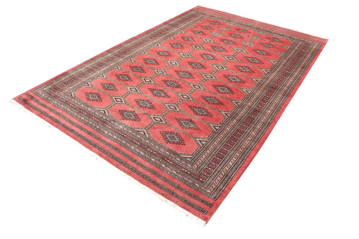 Salmon Pakistani Jaldar Rug 6' 7" x 10' 2" Hand-Knotted | No. QA59399