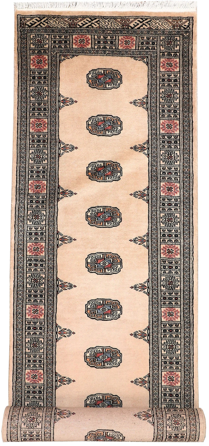 Brown Bokhara Rug 2' 7" x 10' 6" Hand-Knotted | No. QA59583