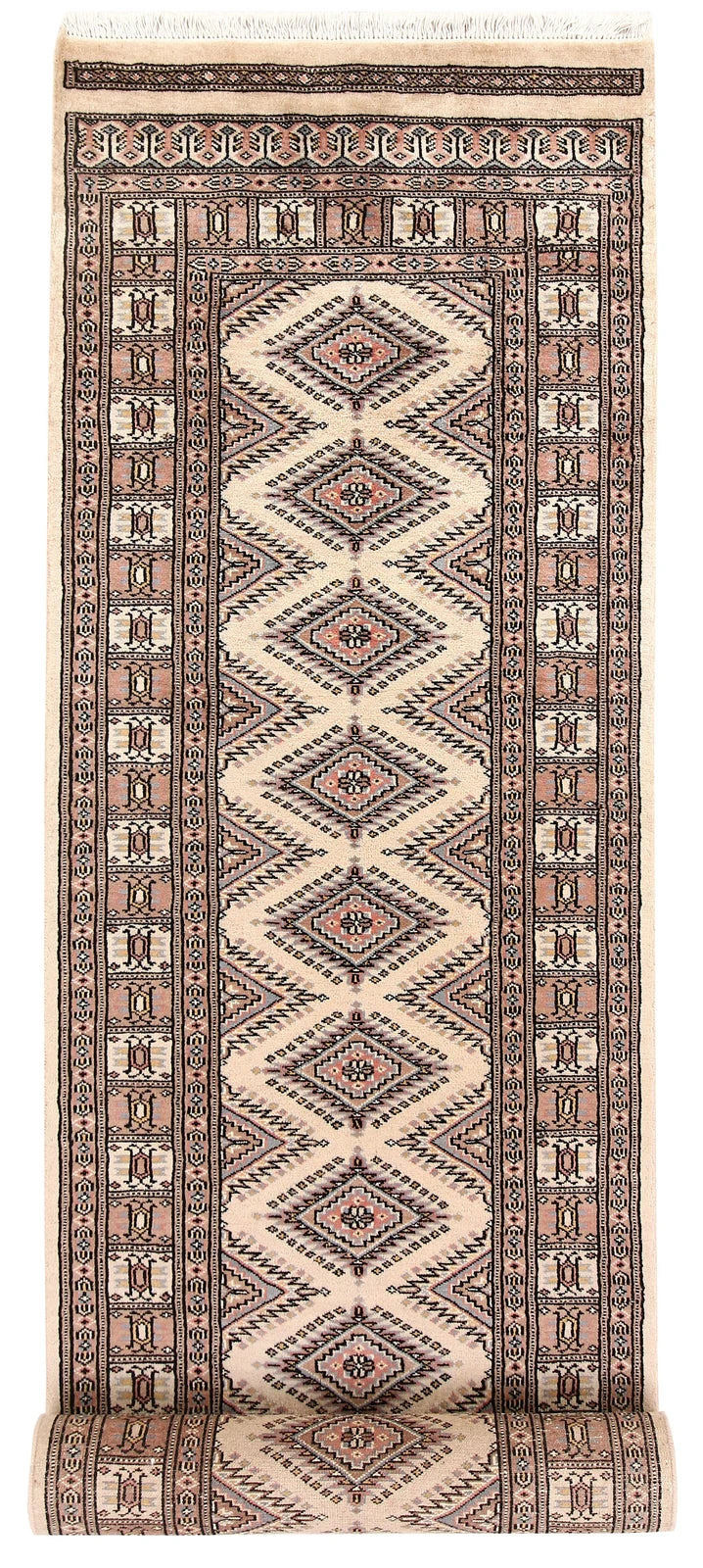 Brown Pakistani Jaldar Rug 2' 6" x 10' 6" Hand-Knotted | No. QA59678