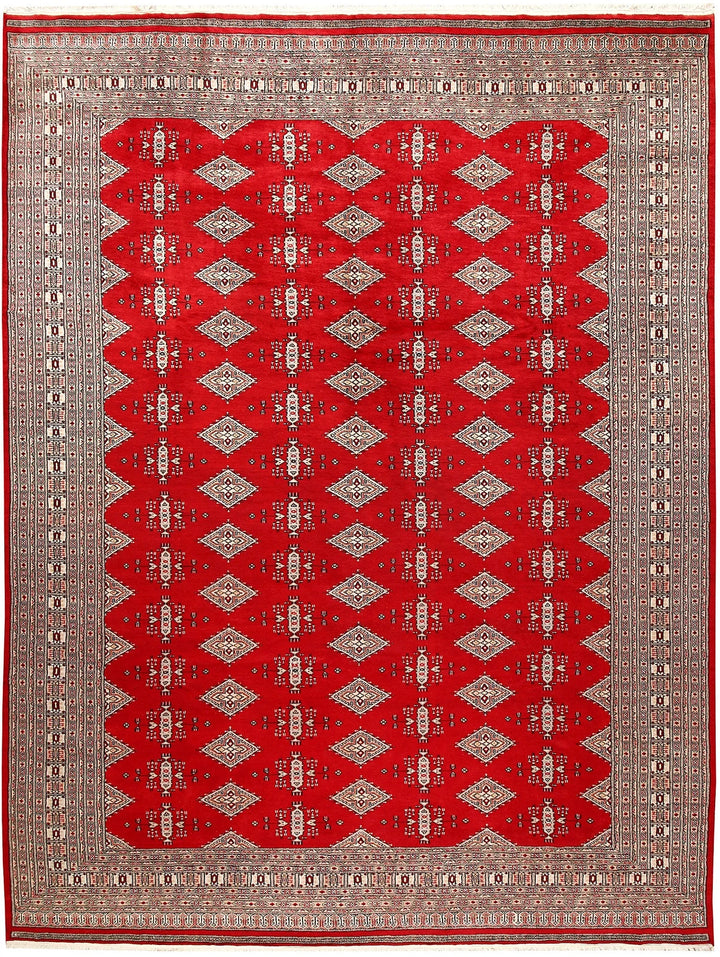 Red Pakistani Jaldar Rug 9' 1" x 11' 11" Hand-Knotted | No. QA59746