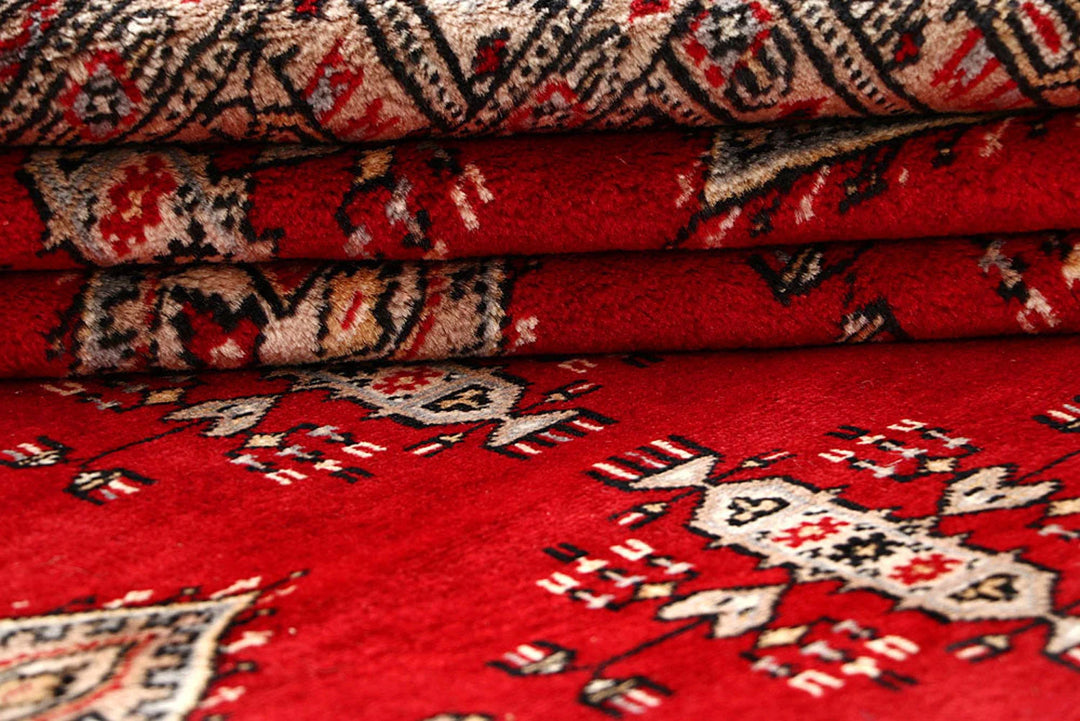 Red Pakistani Jaldar Rug 9' 1" x 11' 11" Hand-Knotted | No. QA59746