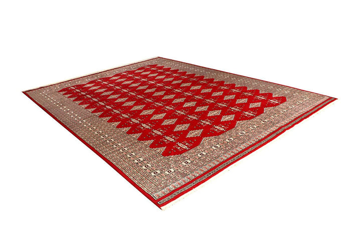 Red Pakistani Jaldar Rug 9' 1" x 11' 11" Hand-Knotted | No. QA59746