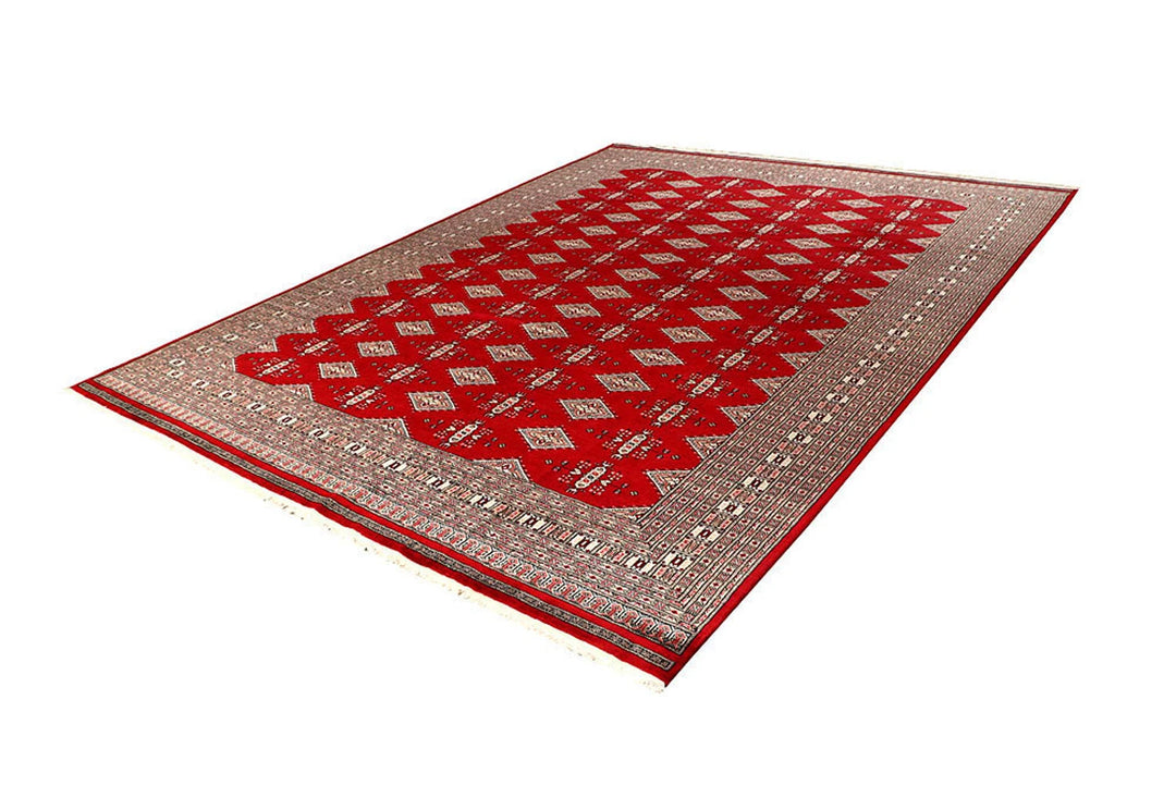 Red Pakistani Jaldar Rug 9' 1" x 11' 11" Hand-Knotted | No. QA59746