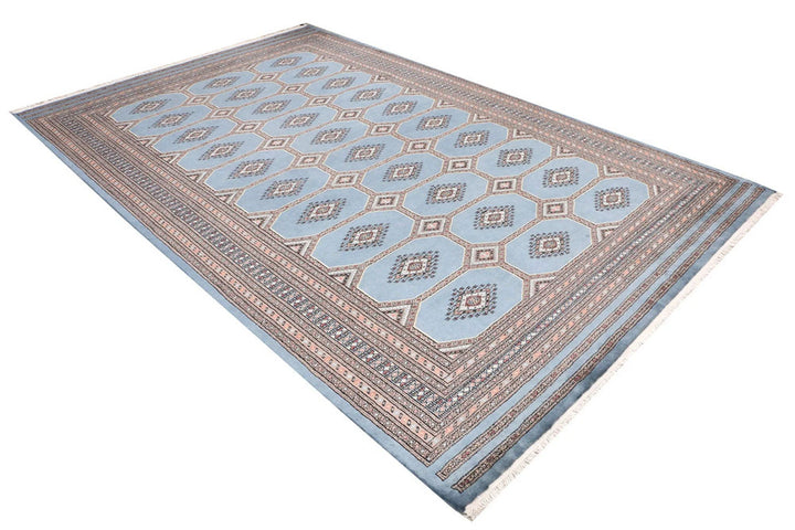 Light Slate Grey Pakistani Jaldar Rug 6' 8" x 10' 4" Hand-Knotted | No. QA59778
