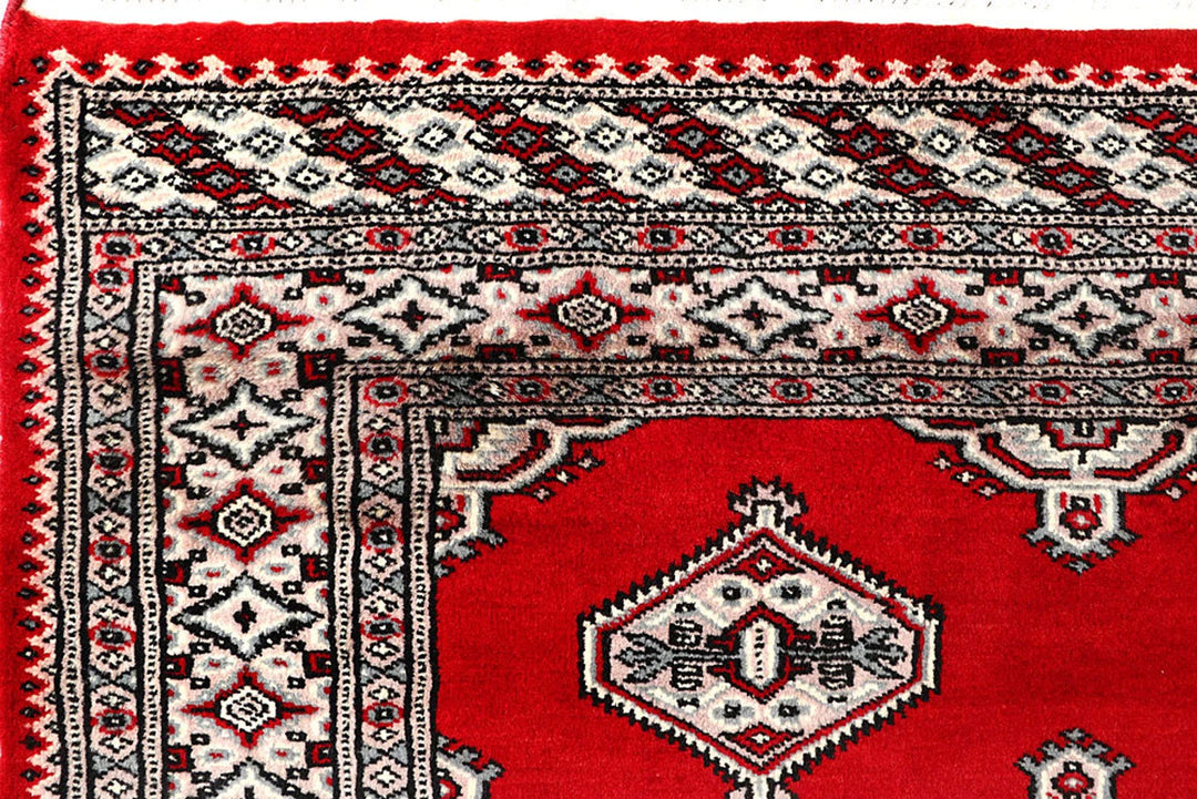 Red Pakistani Jaldar Rug 5' x 9'1" Hand-Knotted | No. QA59885