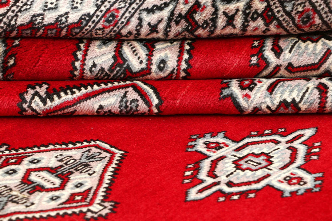 Red Pakistani Jaldar Rug 5' x 9'1" Hand-Knotted | No. QA59885