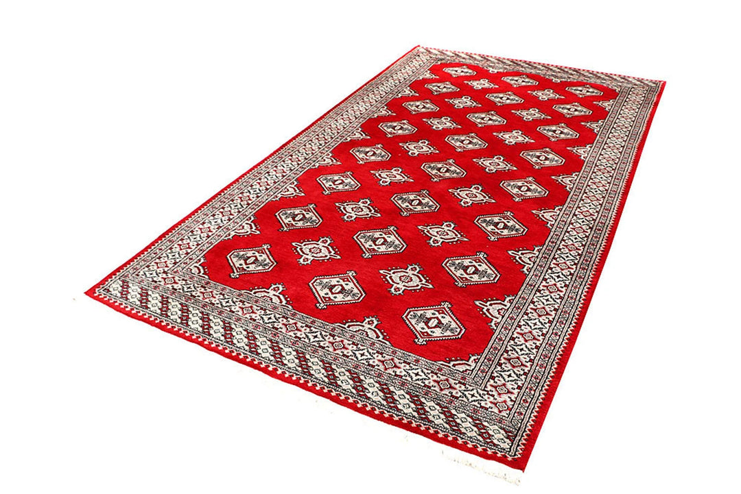 Red Pakistani Jaldar Rug 5' x 9'1" Hand-Knotted | No. QA59885