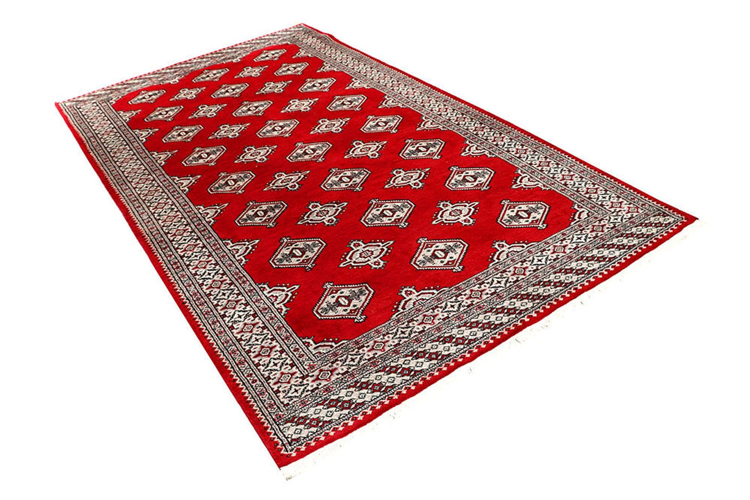 Red Pakistani Jaldar Rug 5' x 9'1" Hand-Knotted | No. QA59885