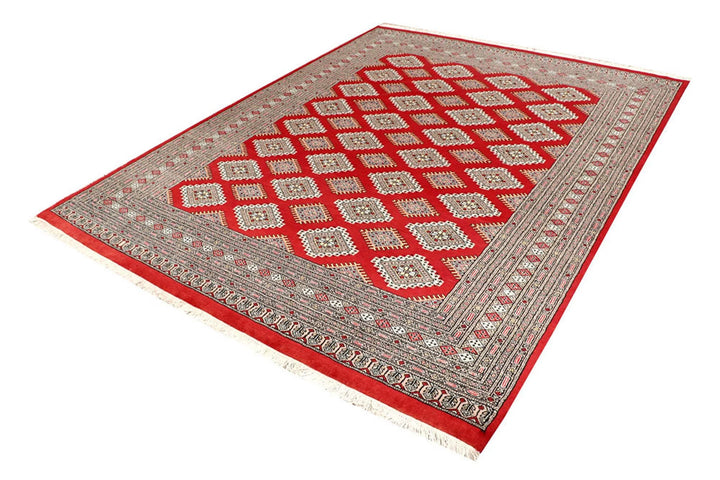 Firebrick Red Pakistani Jaldar Rug 6' 8" x 9' Hand-Knotted | No. QA59887