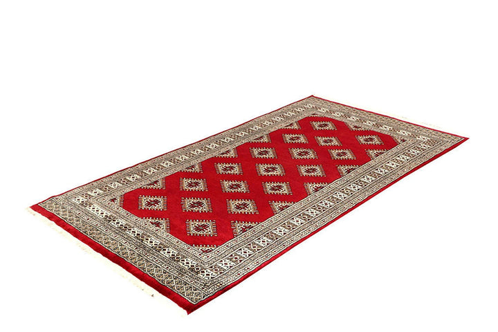 Red Pakistani Jaldar Rug 3' 11" x 7' Hand-Knotted | No. QA59924