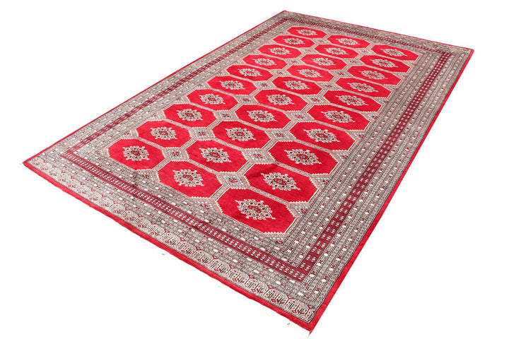 Firebrick Pakistani Jaldar Rug 6' 8" x 10' 4" Hand-Knotted | No. QA59968