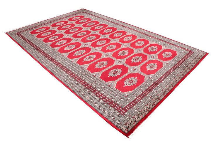 Firebrick Pakistani Jaldar Rug 6' 8" x 10' 4" Hand-Knotted | No. QA59968