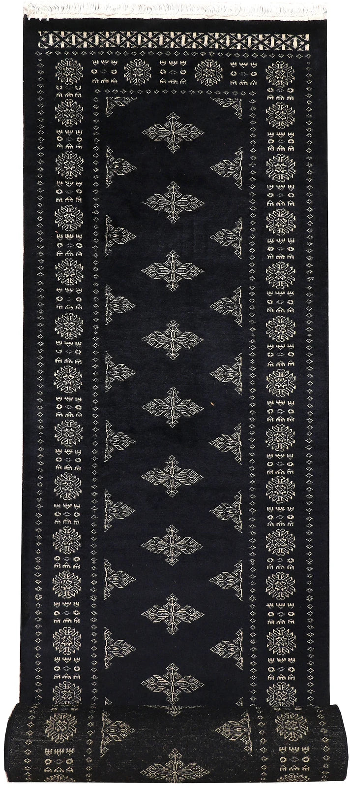 Grey Pakistani Butterfly Rug 2' 7" x 12' 8" Hand-Knotted | No. QA60027