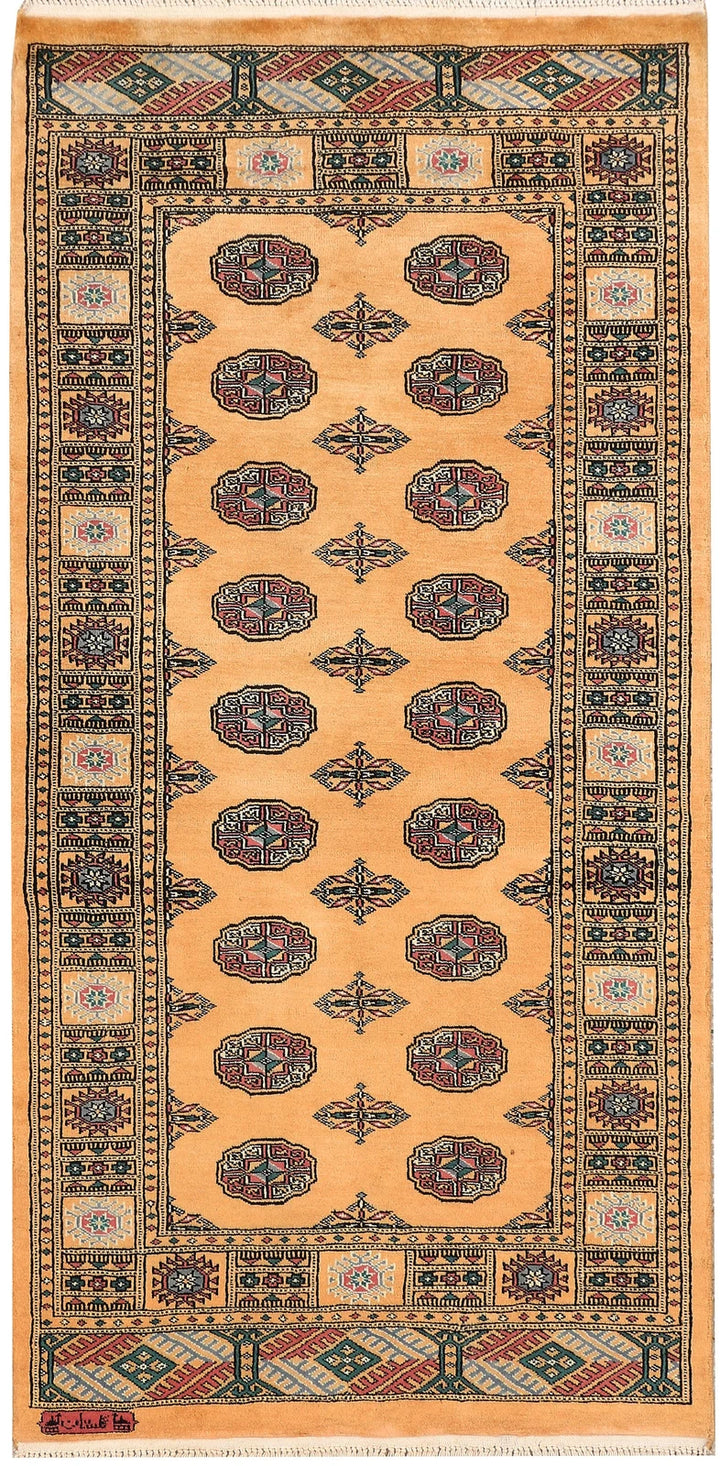 Orange Pakistani Bokhara Rug 3' x 6'1" Hand-Knotted | No. QA60064