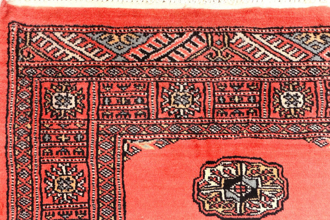 Salmon Pakistani Bokhara Rug 2'8" x 10'9" Hand-Knotted | No. QA60077