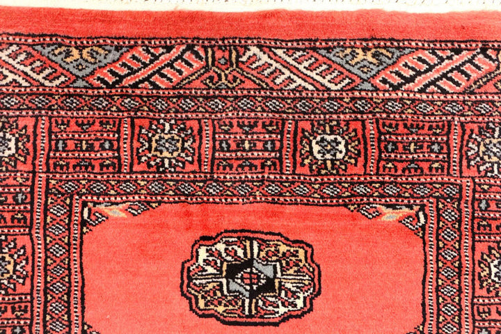 Salmon Pakistani Bokhara Rug 2'8" x 10'9" Hand-Knotted | No. QA60077