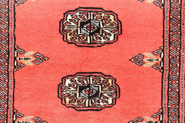 Salmon Pakistani Bokhara Rug 2'8" x 10'9" Hand-Knotted | No. QA60077