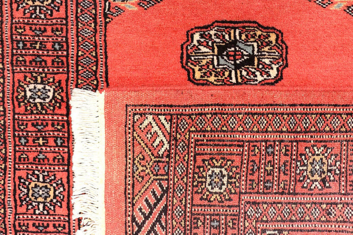 Salmon Pakistani Bokhara Rug 2'8" x 10'9" Hand-Knotted | No. QA60077