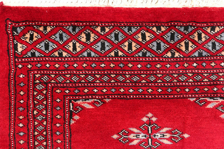 Dark Red Pakistani Butterfly Rug 2' 1" x 5' 9" Hand-Knotted | No. QA60091
