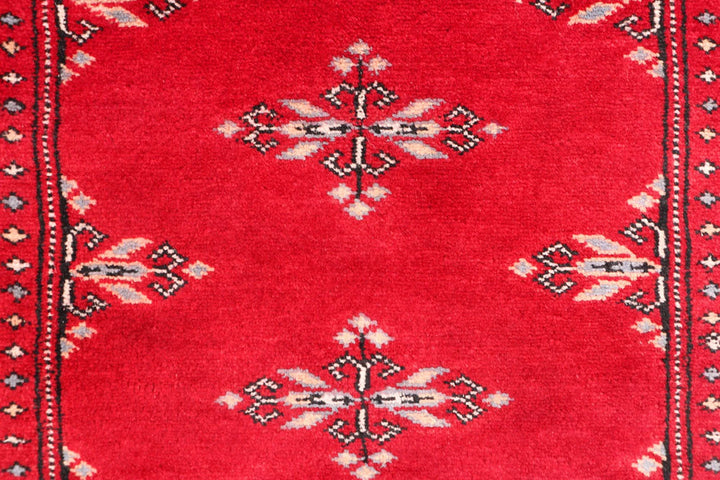 Dark Red Pakistani Butterfly Rug 2' 1" x 5' 9" Hand-Knotted | No. QA60091