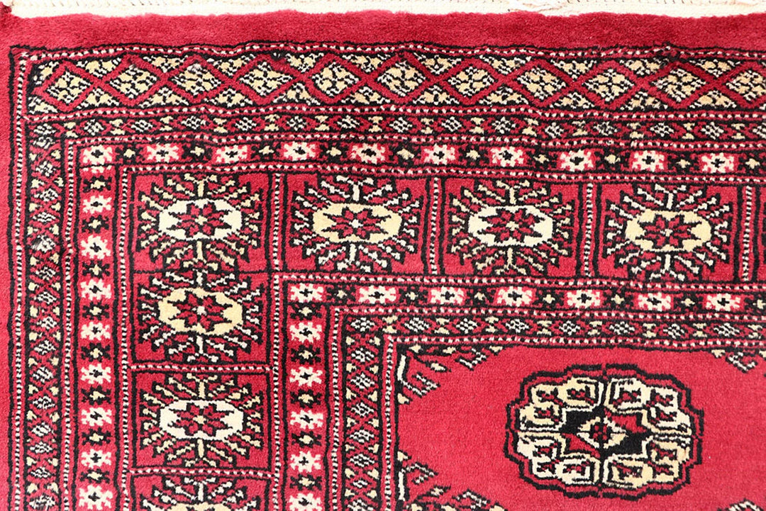 Pink Pakistani Bokhara Rug 4' x 6'2" Hand-Knotted | No. QA60132