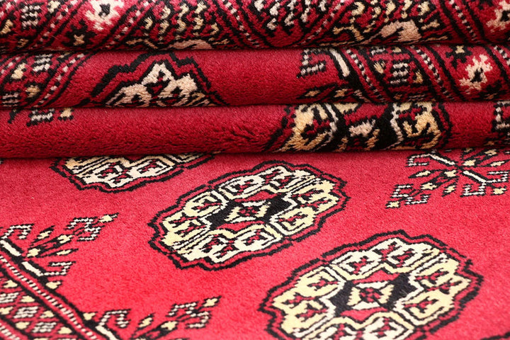 Pink Pakistani Bokhara Rug 4' x 6'2" Hand-Knotted | No. QA60132