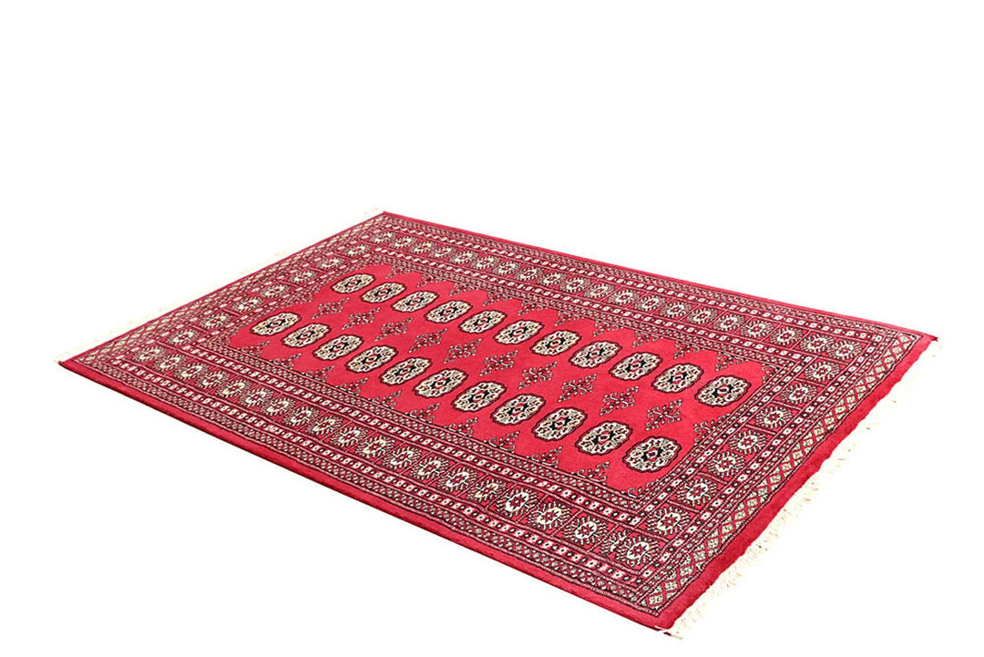 Pink Pakistani Bokhara Rug 4' x 6'2" Hand-Knotted | No. QA60132