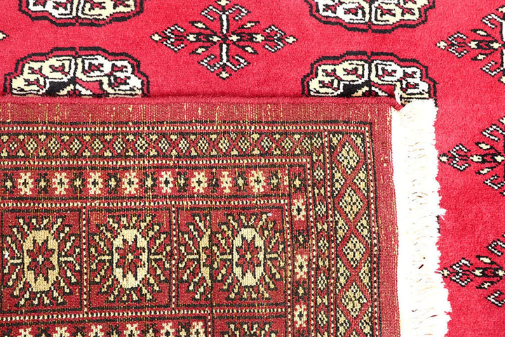 Pink Pakistani Bokhara Rug 4' x 6'2" Hand-Knotted | No. QA60132