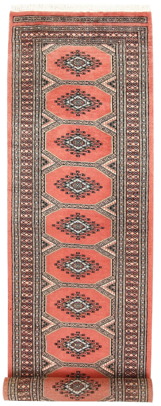 Light Salmon Pakistani Jaldar Runner 2' 4" x 9' 7" Hand-Knotted | No. QA60207