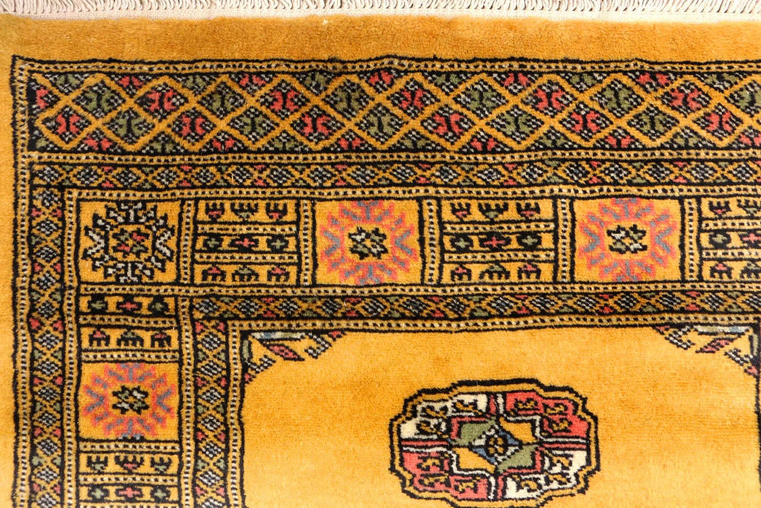 Gold Pakistani Bokhara Rug 2' 7" x 12' 8" Hand-Knotted | No. QA60209