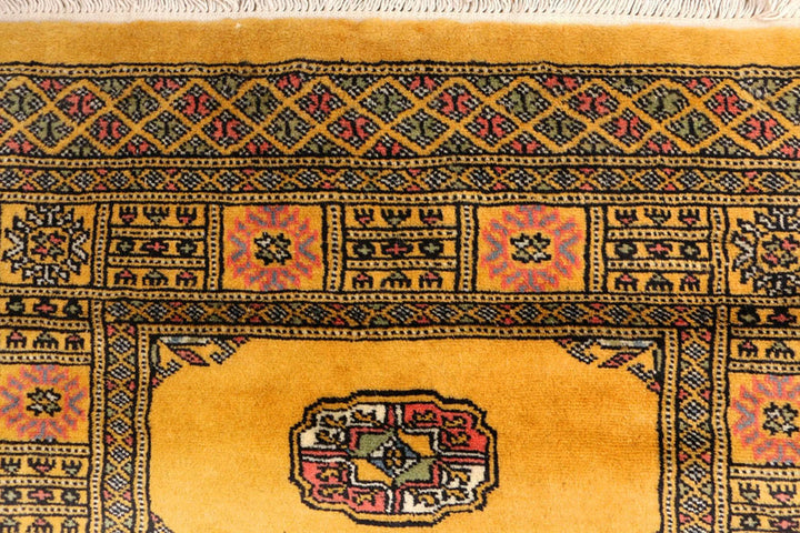 Gold Pakistani Bokhara Rug 2' 7" x 12' 8" Hand-Knotted | No. QA60209