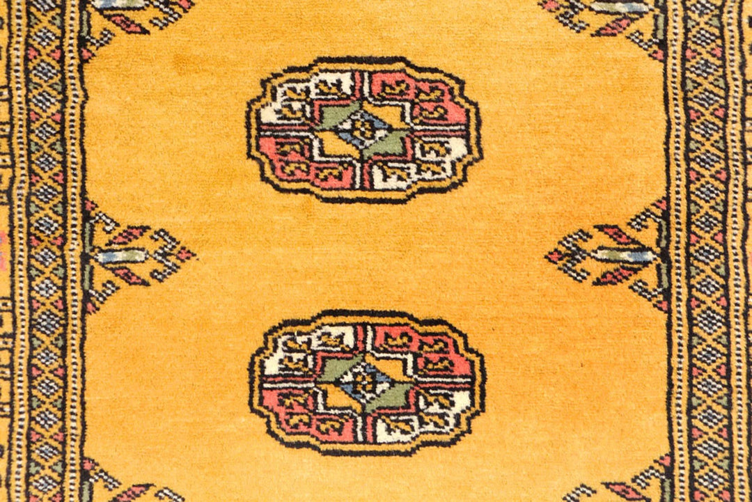 Gold Pakistani Bokhara Rug 2' 7" x 12' 8" Hand-Knotted | No. QA60209