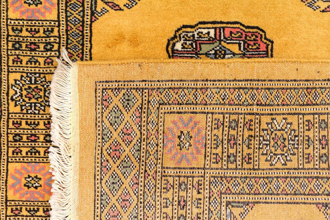 Gold Pakistani Bokhara Rug 2' 7" x 12' 8" Hand-Knotted | No. QA60209