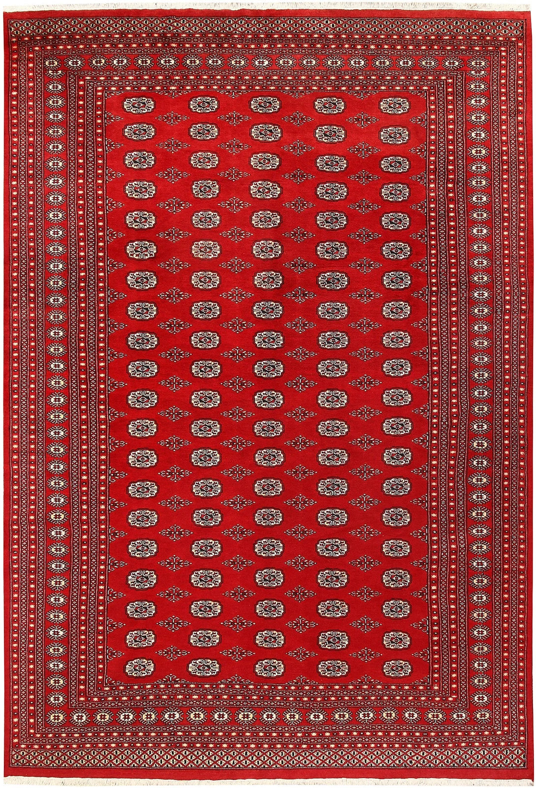 Firebrick Red Pakistani Bokhara Rug 8' 9" x 12' 9" Hand-Knotted | No. QA60232